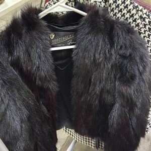 vintage black fox fur coat - size s/m
